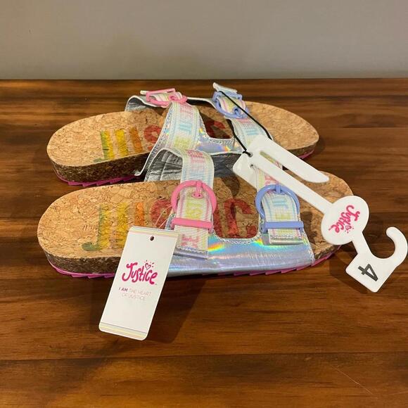 Girls Justice‎ Slip On Sandals size 4 New - Picture 3 of 4